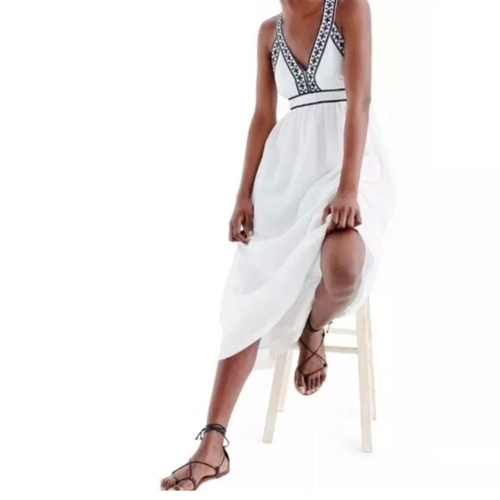 J.Crew Embroidered Linen cross Back Maxi